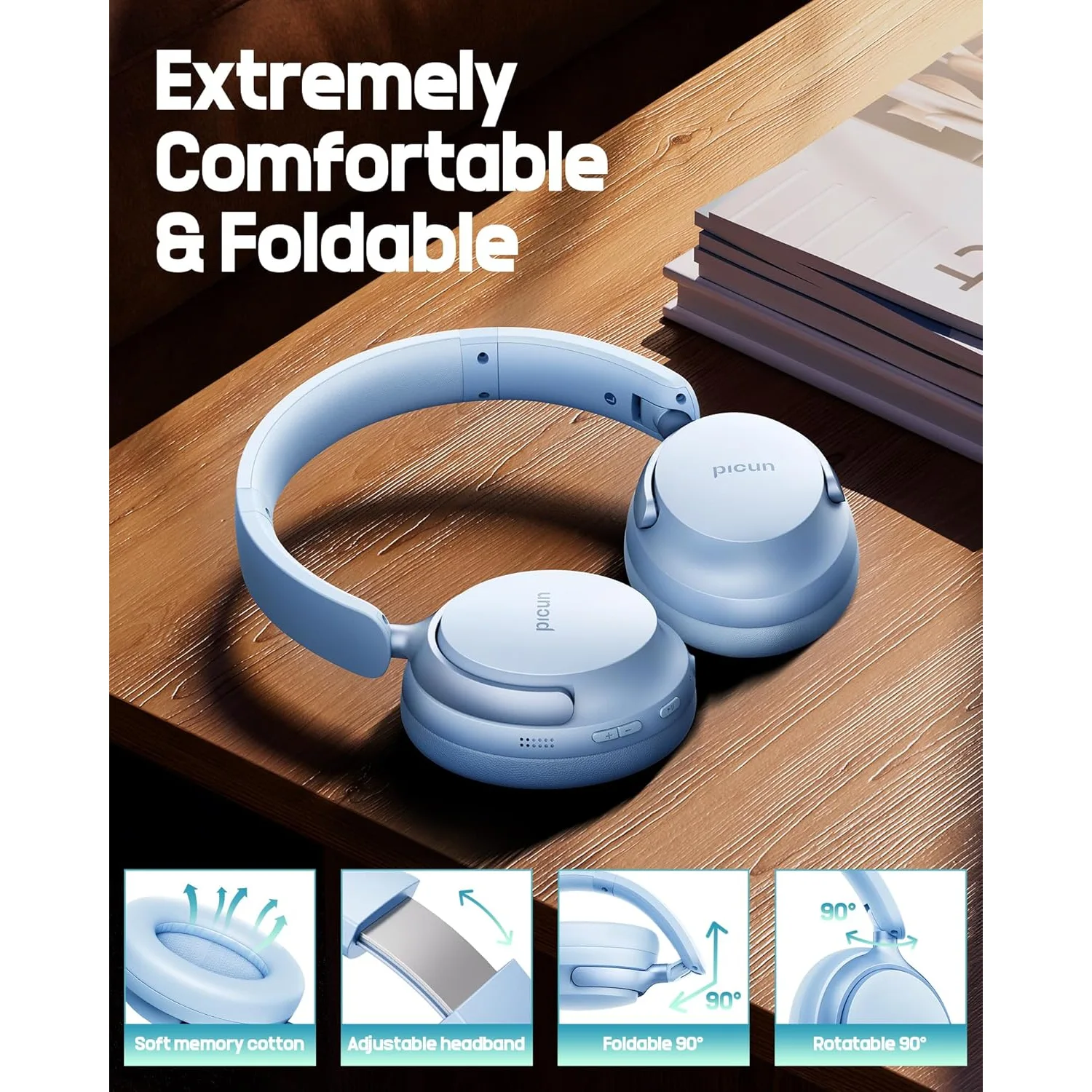Picun NC60 Hybrid Active Noise Cancelling Headphones